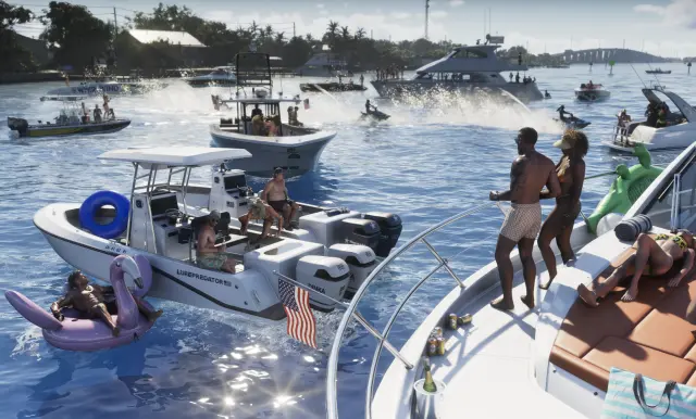 Raft-up party on open water